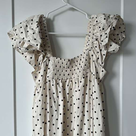 White Smock Style Dress with Embellished Sleeves - Picture 5 of 5